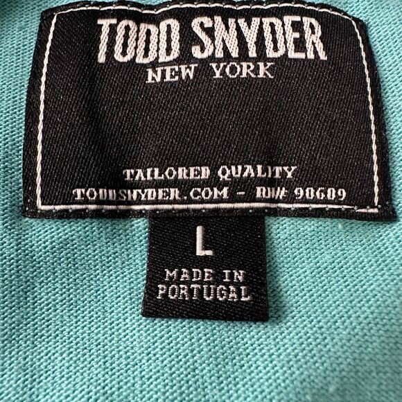 Todd Snyder T-Shirt Men’s Large Aqua Blue Stripe Crew Neck Pullover 100% Cotton - Picture 5 of 9